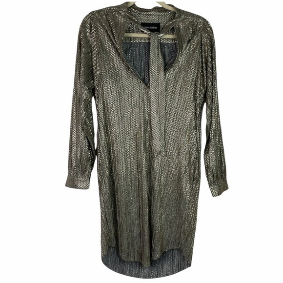 Anthropologie Sabina Musayev Eugene Tunic Dress Lightweight Shimmer Metallic Tie - Picture 1 of 2